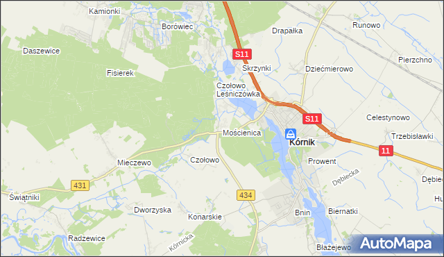 mapa Mościenica, Mościenica na mapie Targeo