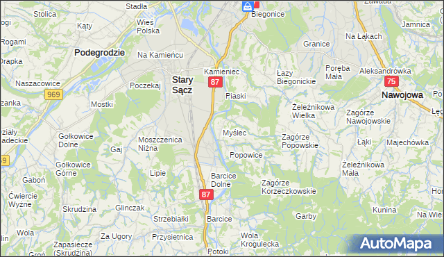 mapa Myślec, Myślec na mapie Targeo