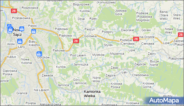 mapa Mystków, Mystków na mapie Targeo