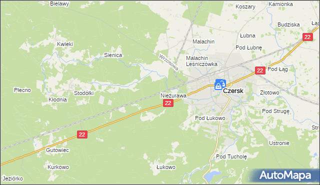 mapa Nieżurawa, Nieżurawa na mapie Targeo