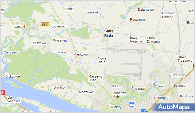 mapa Nowa Biała gmina Stara Biała, Nowa Biała gmina Stara Biała na mapie Targeo