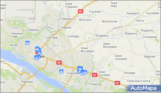 mapa Nowe Boryszewo, Nowe Boryszewo na mapie Targeo