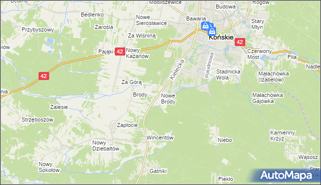 mapa Nowe Brody, Nowe Brody na mapie Targeo