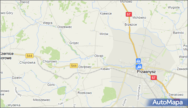 mapa Obrąb gmina Przasnysz, Obrąb gmina Przasnysz na mapie Targeo