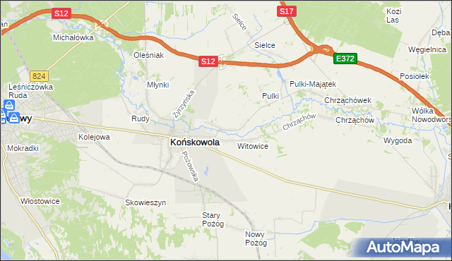 mapa Opoka gmina Końskowola, Opoka gmina Końskowola na mapie Targeo