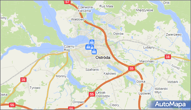 mapa Ostróda, Ostróda na mapie Targeo