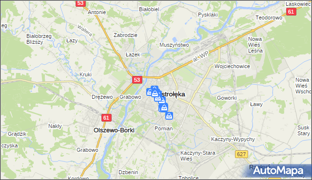 mapa Ostrołęka, Ostrołęka na mapie Targeo