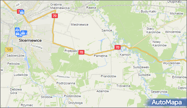 mapa Pamiętna, Pamiętna na mapie Targeo