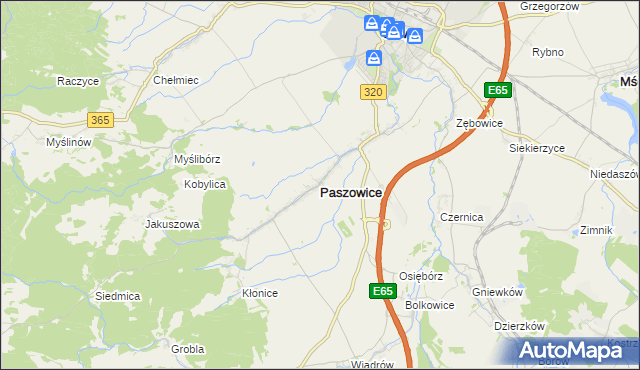 mapa Paszowice, Paszowice na mapie Targeo