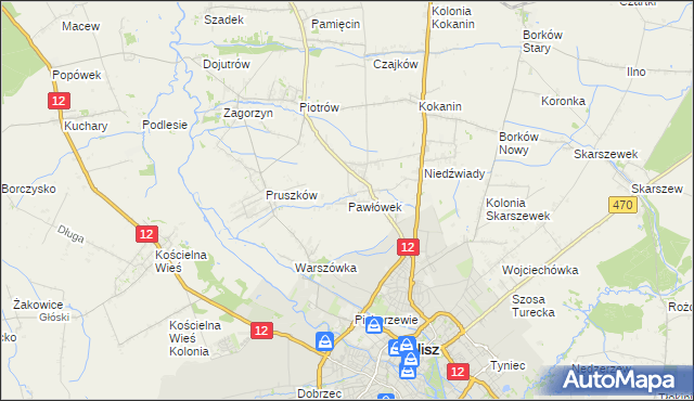 mapa Pawłówek gmina Blizanów, Pawłówek gmina Blizanów na mapie Targeo