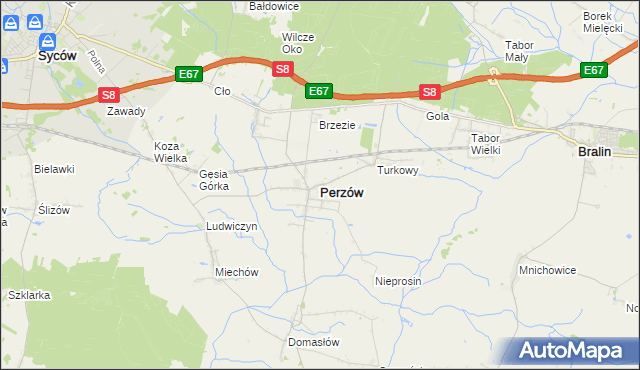 mapa Perzów, Perzów na mapie Targeo