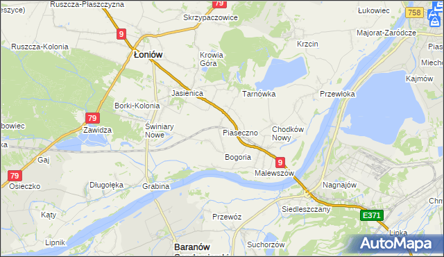 mapa Piaseczno gmina Łoniów, Piaseczno gmina Łoniów na mapie Targeo