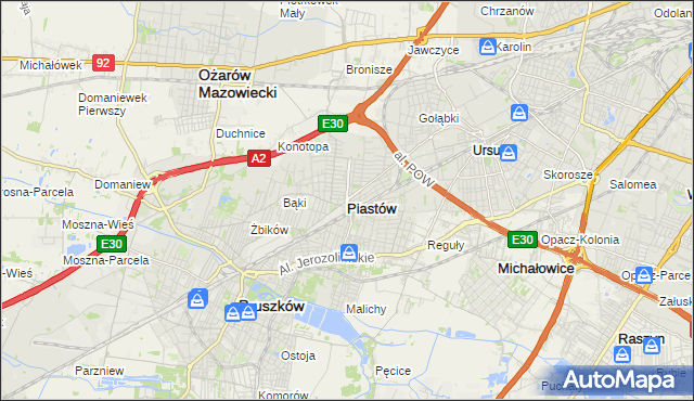 mapa Piastów powiat pruszkowski, Piastów powiat pruszkowski na mapie Targeo