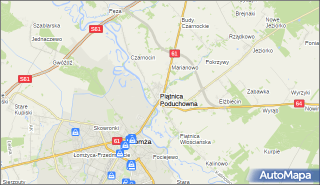 mapa Piątnica Poduchowna, Piątnica Poduchowna na mapie Targeo