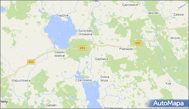 mapa Pietrasze gmina Wydminy, Pietrasze gmina Wydminy na mapie Targeo