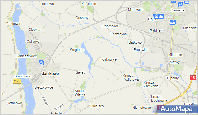 mapa Piotrkowice gmina Inowrocław, Piotrkowice gmina Inowrocław na mapie Targeo