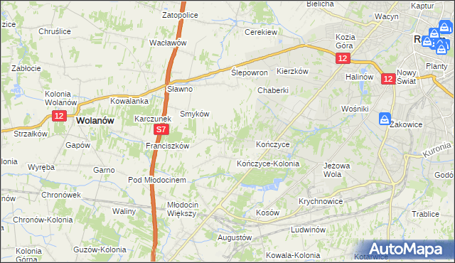 mapa Podkończyce, Podkończyce na mapie Targeo