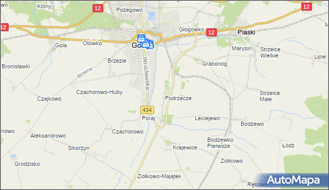 mapa Podrzecze gmina Piaski, Podrzecze gmina Piaski na mapie Targeo