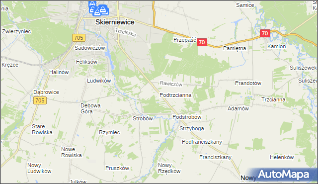 mapa Podtrzcianna, Podtrzcianna na mapie Targeo