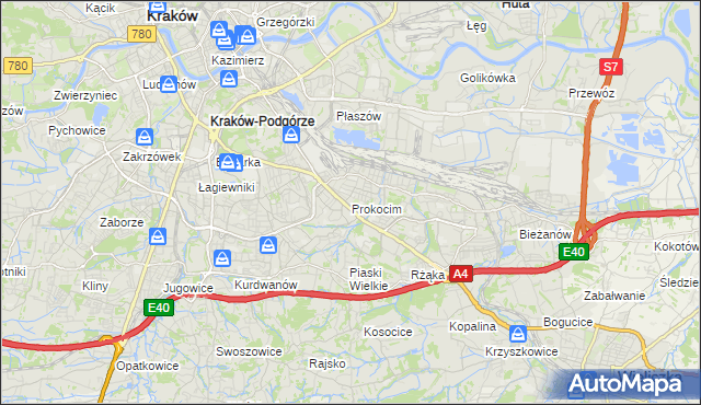 mapa Prokocim, Prokocim na mapie Targeo