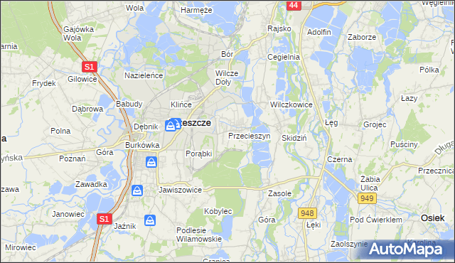 mapa Przecieszyn, Przecieszyn na mapie Targeo
