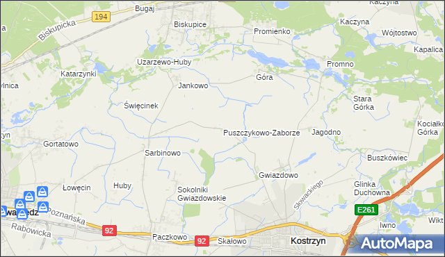 mapa Puszczykowo-Zaborze, Puszczykowo-Zaborze na mapie Targeo