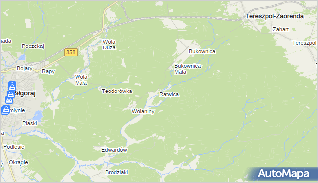 mapa Ratwica, Ratwica na mapie Targeo