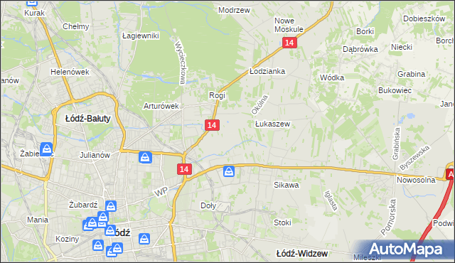 mapa Różki gmina Łódź, Różki gmina Łódź na mapie Targeo