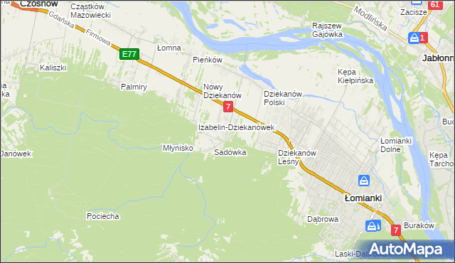 mapa Sadowa gmina Łomianki, Sadowa gmina Łomianki na mapie Targeo