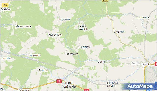 mapa Sieciejów, Sieciejów na mapie Targeo