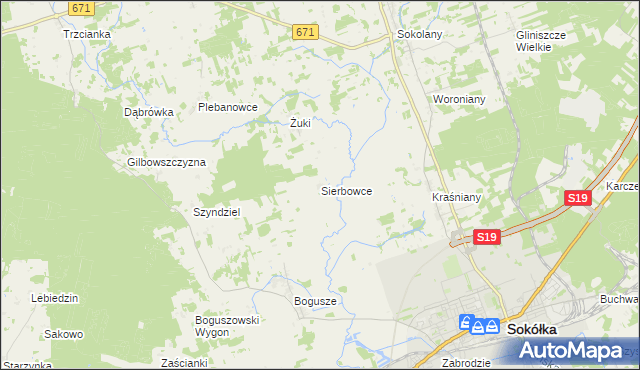 mapa Sierbowce, Sierbowce na mapie Targeo