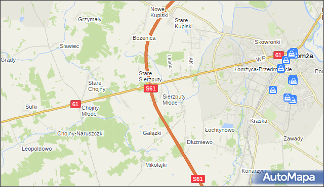 mapa Sierzputy Młode, Sierzputy Młode na mapie Targeo