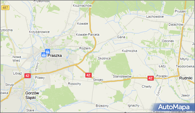 mapa Skotnica gmina Praszka, Skotnica gmina Praszka na mapie Targeo