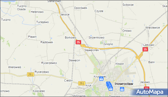 mapa Sławęcinek gmina Inowrocław, Sławęcinek gmina Inowrocław na mapie Targeo