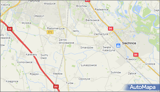 mapa Smardzów gmina Siechnice, Smardzów gmina Siechnice na mapie Targeo