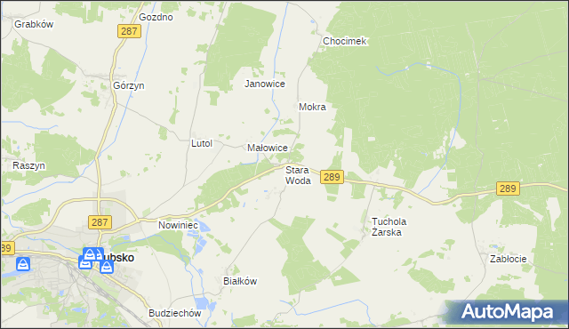 mapa Stara Woda gmina Lubsko, Stara Woda gmina Lubsko na mapie Targeo