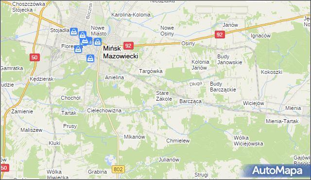 mapa Stare Zakole, Stare Zakole na mapie Targeo