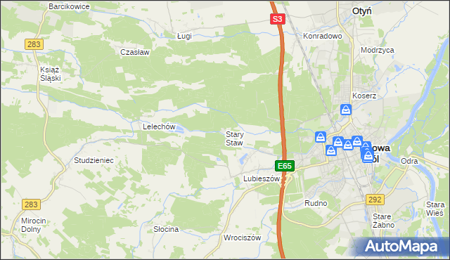 mapa Stary Staw gmina Nowa Sól, Stary Staw gmina Nowa Sól na mapie Targeo