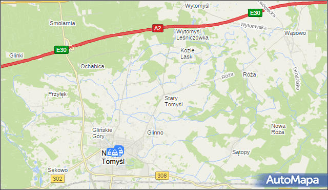mapa Stary Tomyśl, Stary Tomyśl na mapie Targeo