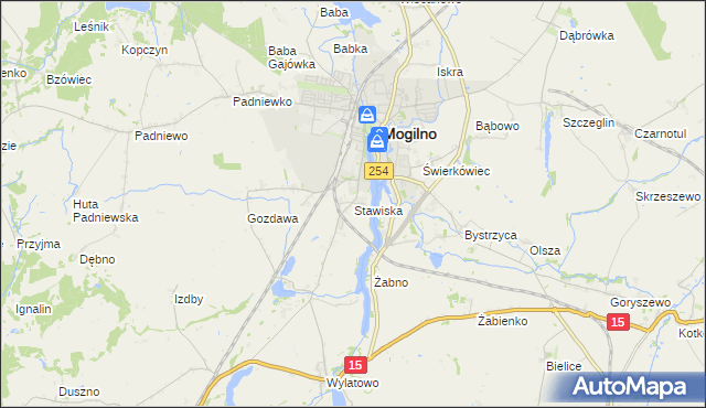 mapa Stawiska gmina Mogilno, Stawiska gmina Mogilno na mapie Targeo