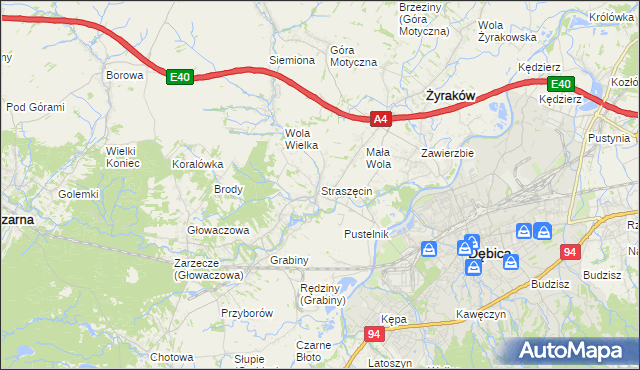 mapa Straszęcin, Straszęcin na mapie Targeo