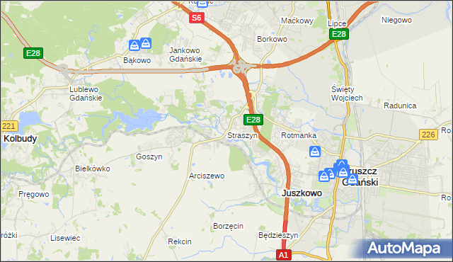 mapa Straszyn, Straszyn na mapie Targeo