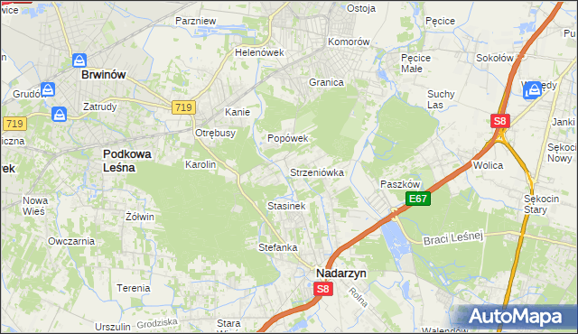 mapa Strzeniówka, Strzeniówka na mapie Targeo