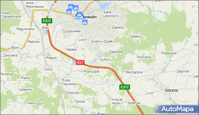 mapa Sulbiny, Sulbiny na mapie Targeo