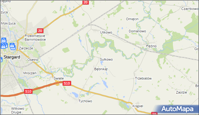 mapa Sułkowo gmina Stargard, Sułkowo gmina Stargard na mapie Targeo