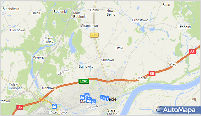 mapa Sulnowo, Sulnowo na mapie Targeo