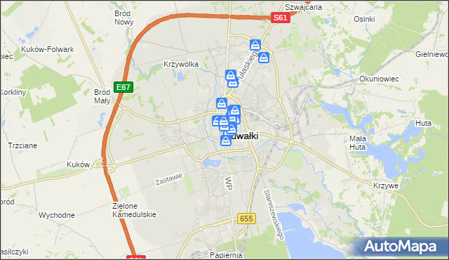 mapa Suwałk, Suwałki na mapie Targeo