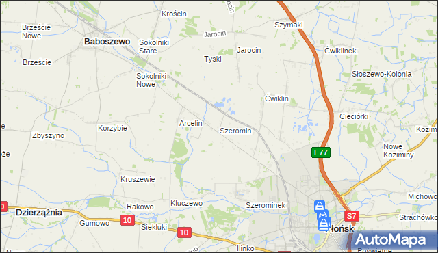 mapa Szeromin, Szeromin na mapie Targeo