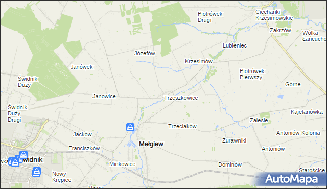 mapa Trzeszkowice, Trzeszkowice na mapie Targeo