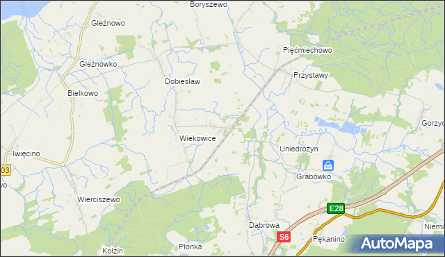 mapa Wiekowo gmina Darłowo, Wiekowo gmina Darłowo na mapie Targeo